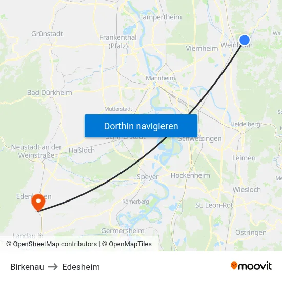 Birkenau to Edesheim map
