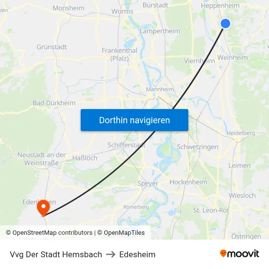 Vvg Der Stadt Hemsbach to Edesheim map