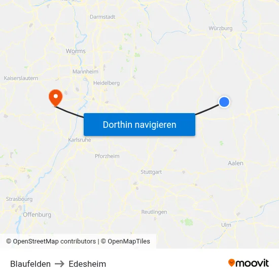 Blaufelden to Edesheim map
