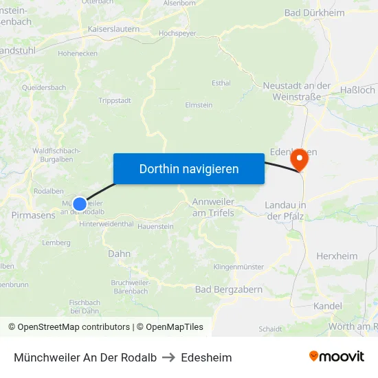 Münchweiler An Der Rodalb to Edesheim map