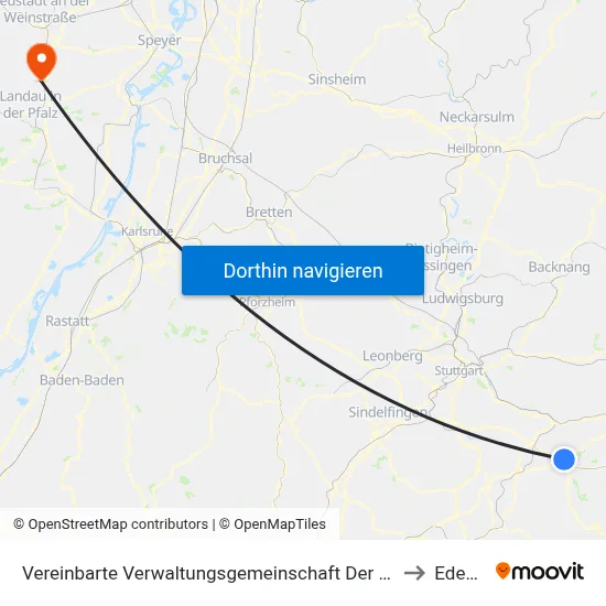 Vereinbarte Verwaltungsgemeinschaft Der Stadt Kirchheim Unter Teck to Edesheim map