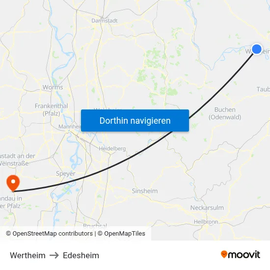 Wertheim to Edesheim map