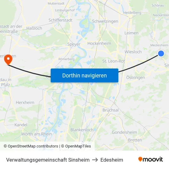 Verwaltungsgemeinschaft Sinsheim to Edesheim map