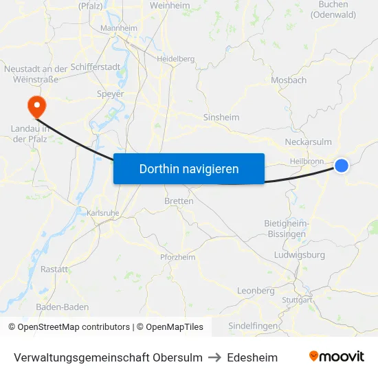 Verwaltungsgemeinschaft Obersulm to Edesheim map
