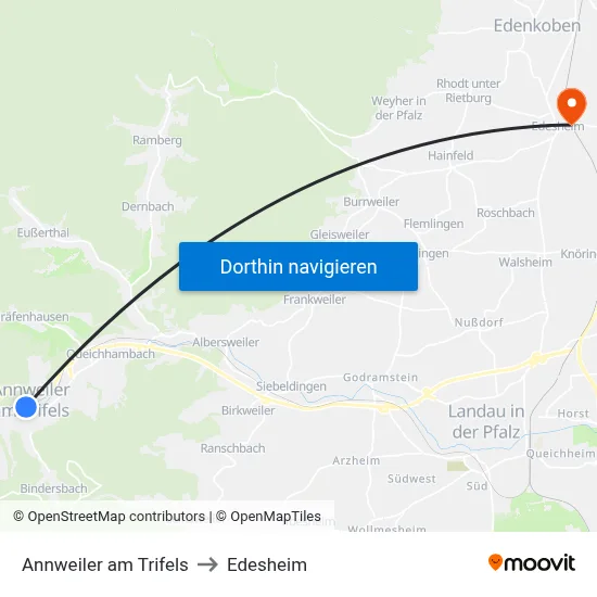 Annweiler am Trifels to Edesheim map