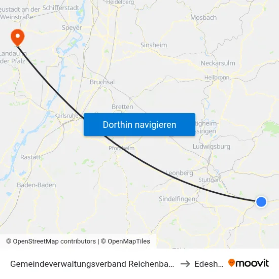 Gemeindeverwaltungsverband Reichenbach An Der Fils to Edesheim map