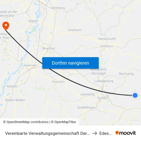 Vereinbarte Verwaltungsgemeinschaft Der Stadt Schorndorf to Edesheim map