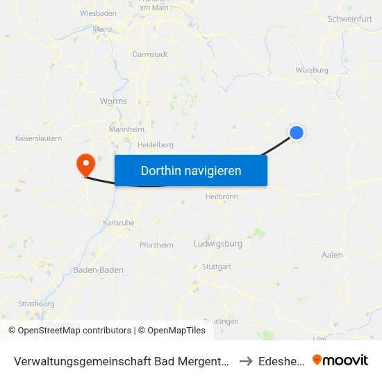 Verwaltungsgemeinschaft Bad Mergentheim to Edesheim map