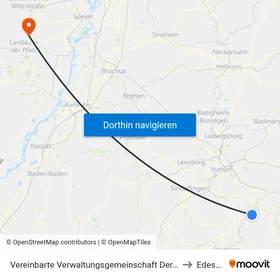 Vereinbarte Verwaltungsgemeinschaft Der Stadt Nürtingen to Edesheim map