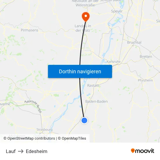 Lauf to Edesheim map