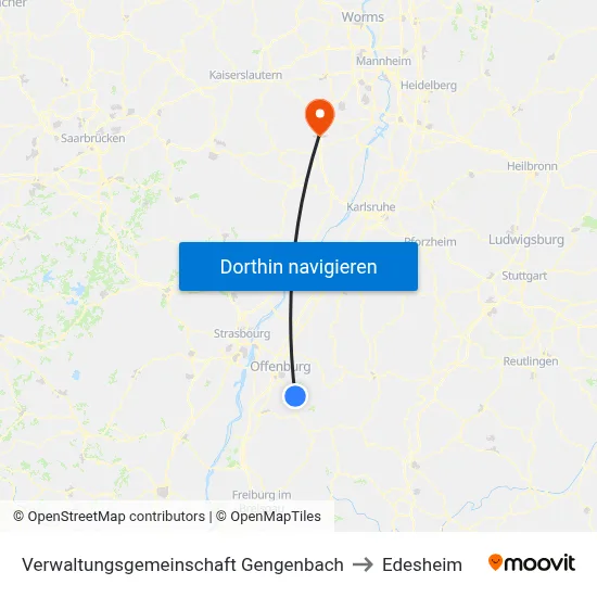 Verwaltungsgemeinschaft Gengenbach to Edesheim map