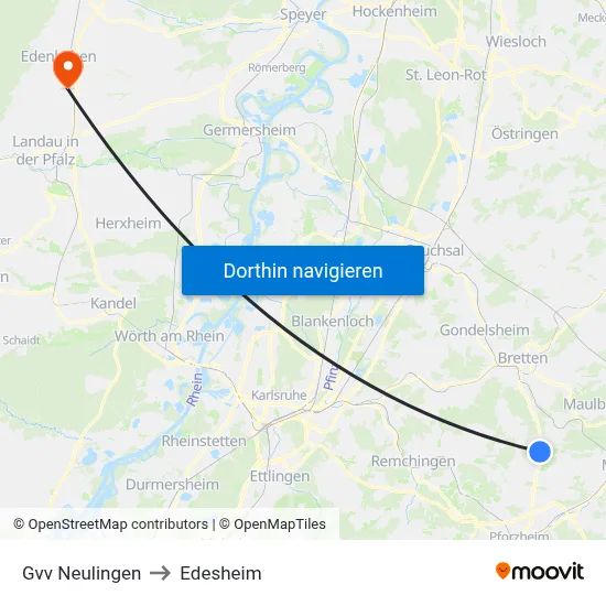 Gvv Neulingen to Edesheim map