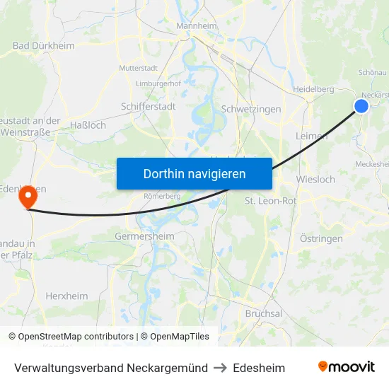 Verwaltungsverband Neckargemünd to Edesheim map