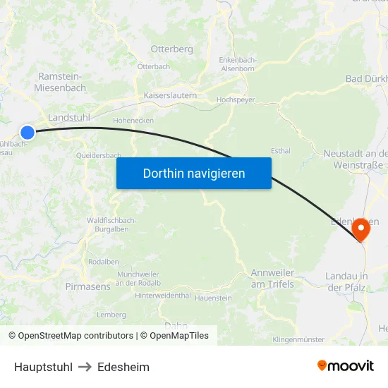Hauptstuhl to Edesheim map