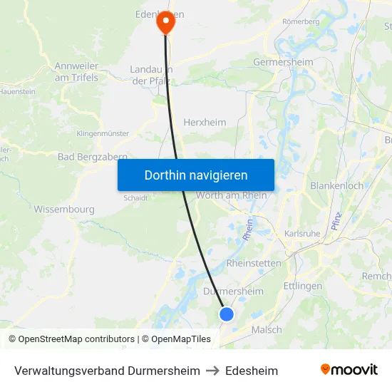 Verwaltungsverband Durmersheim to Edesheim map