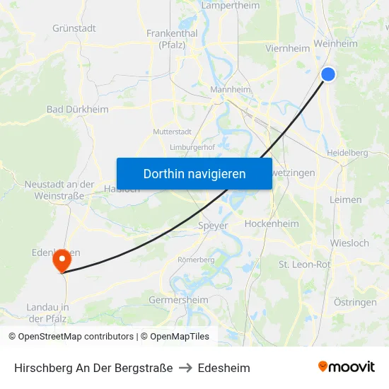 Hirschberg An Der Bergstraße to Edesheim map