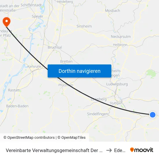 Vereinbarte Verwaltungsgemeinschaft Der Stadt Ebersbach An Der Fils to Edesheim map