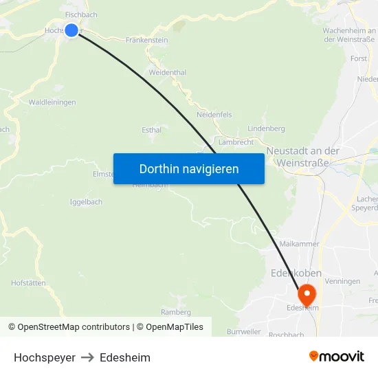 Hochspeyer to Edesheim map
