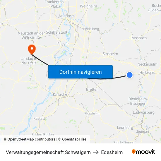 Verwaltungsgemeinschaft Schwaigern to Edesheim map