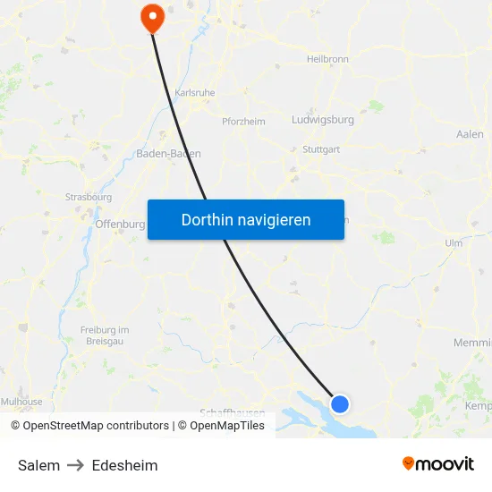 Salem to Edesheim map