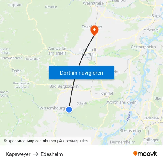 Kapsweyer to Edesheim map