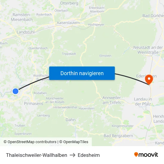 Thaleischweiler-Wallhalben to Edesheim map
