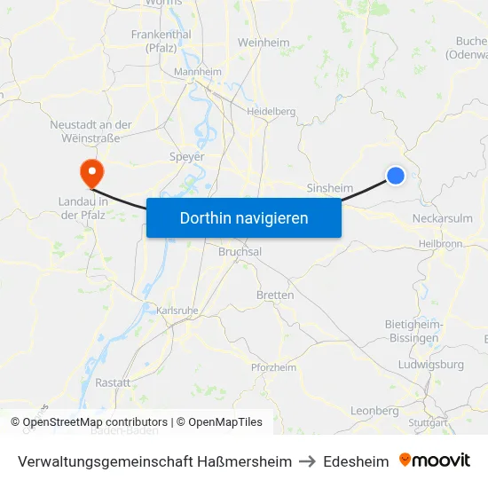 Verwaltungsgemeinschaft Haßmersheim to Edesheim map