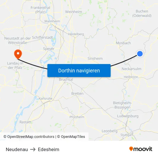 Neudenau to Edesheim map