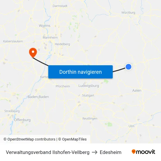 Verwaltungsverband Ilshofen-Vellberg to Edesheim map