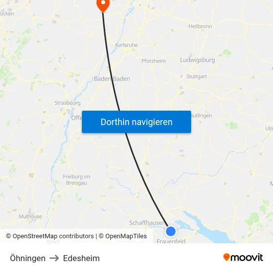 Öhningen to Edesheim map