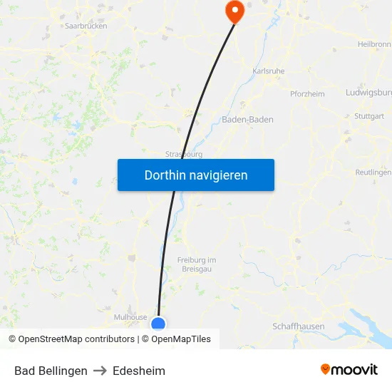 Bad Bellingen to Edesheim map