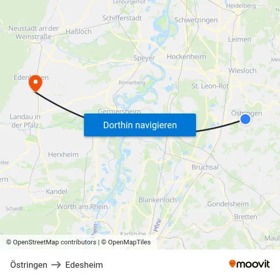 Östringen to Edesheim map
