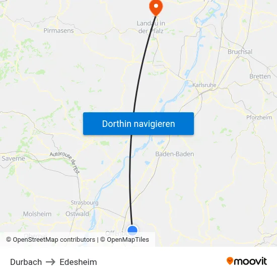Durbach to Edesheim map