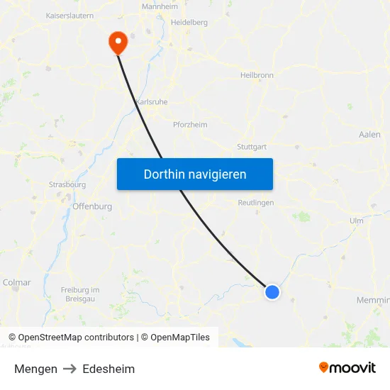 Mengen to Edesheim map