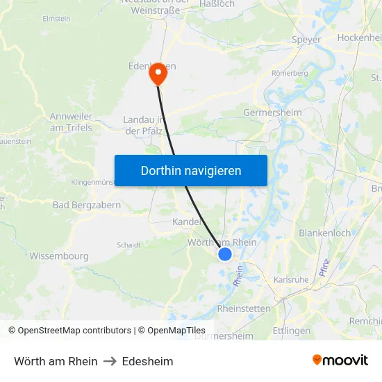 Wörth am Rhein to Edesheim map