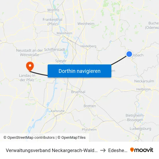 Verwaltungsverband Neckargerach-Waldbrunn to Edesheim map