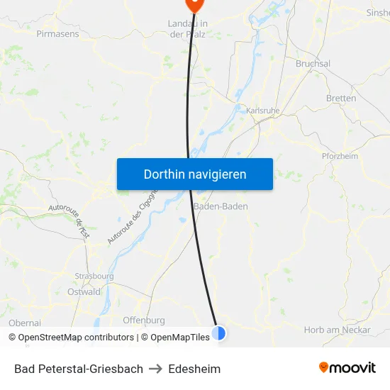 Bad Peterstal-Griesbach to Edesheim map