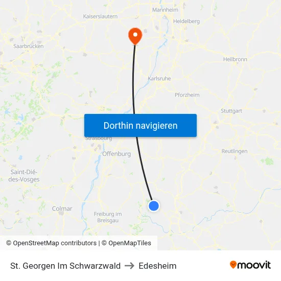 St. Georgen Im Schwarzwald to Edesheim map