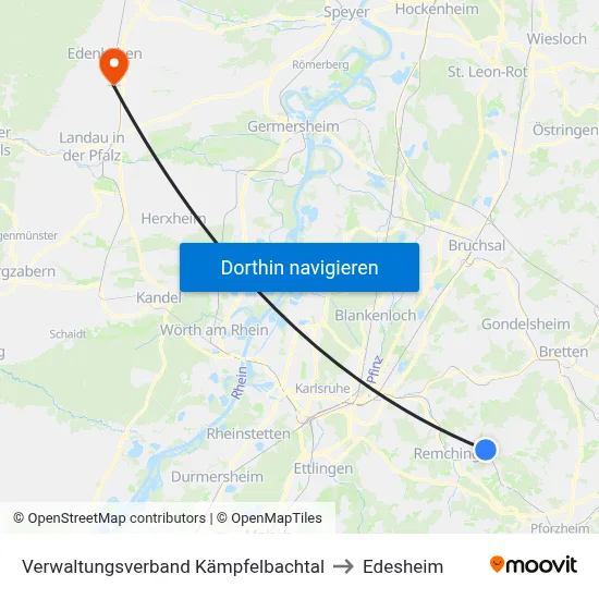 Verwaltungsverband Kämpfelbachtal to Edesheim map