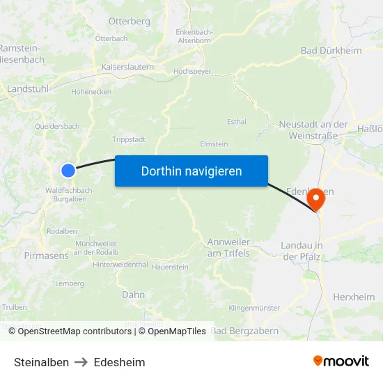 Steinalben to Edesheim map