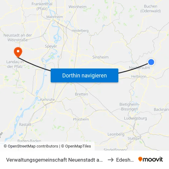 Verwaltungsgemeinschaft Neuenstadt am Kocher to Edesheim map