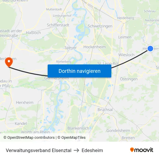 Verwaltungsverband Elsenztal to Edesheim map