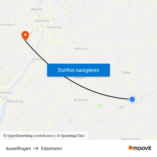 Asselfingen to Edesheim map