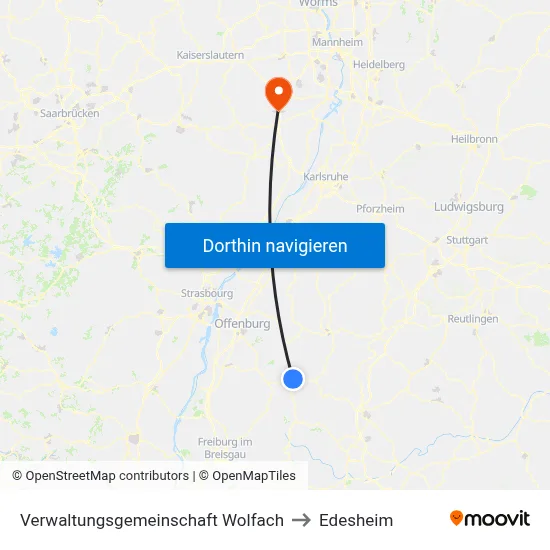 Verwaltungsgemeinschaft Wolfach to Edesheim map