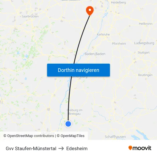 Gvv Staufen-Münstertal to Edesheim map