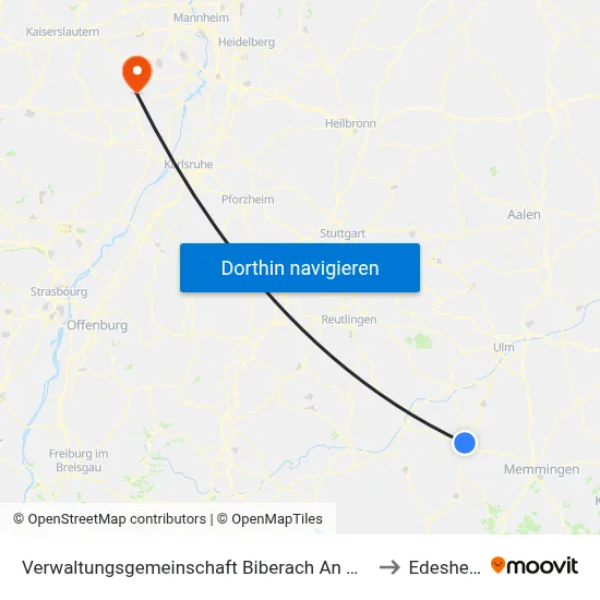 Verwaltungsgemeinschaft Biberach An Der Riß to Edesheim map