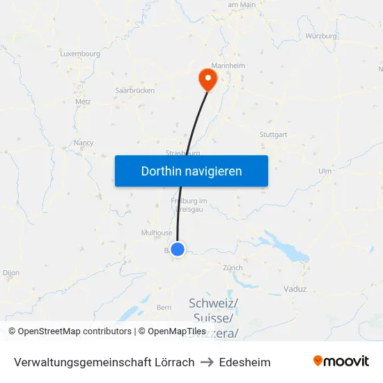 Verwaltungsgemeinschaft Lörrach to Edesheim map