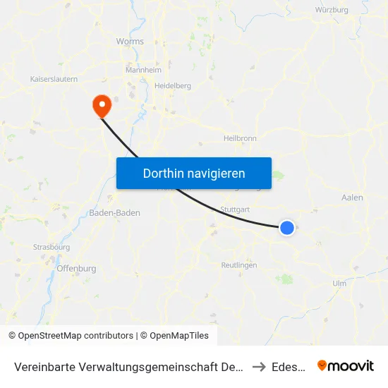 Vereinbarte Verwaltungsgemeinschaft Der Stadt Uhingen to Edesheim map