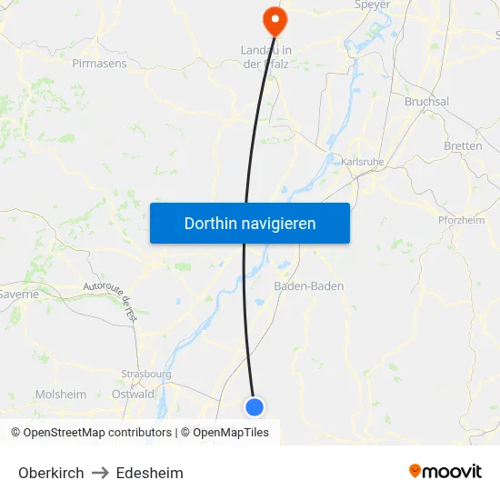 Oberkirch to Edesheim map