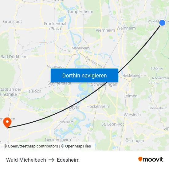 Wald-Michelbach to Edesheim map
